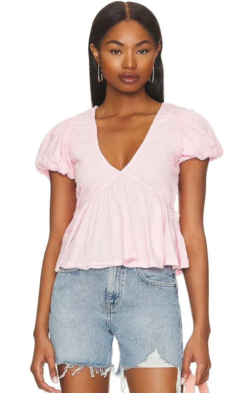 FREE PEOPLE Charlotte Top Pink Large NWT
